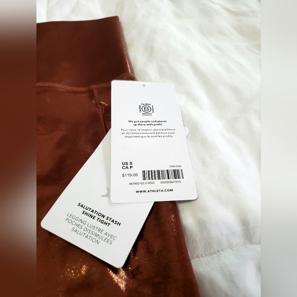 NWT Athleta Small Salutation Stash Shine Tight in Mahogany Foil. - Picture 10 of 10